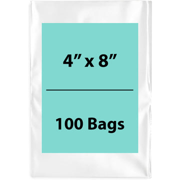 Clear Poly Bags Thickness: 4 Mil Size: 4 inch (width) X 8 inch (Height) Pack of 100 Bags